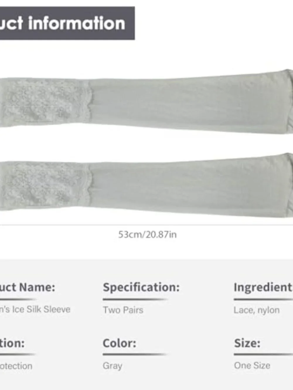 Lace Ice Silk Arm Sleeves for Women UV Sun Protection